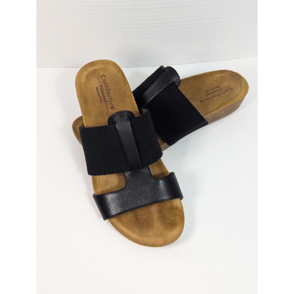 Comfortiva Golana Slip On Wedge Sandal Women's Size 9.5M Black